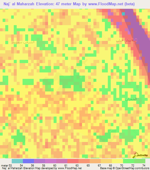 Naj` al Maharzah,Egypt Elevation Map