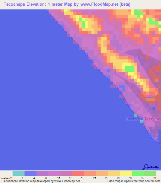 Tecoanapa,Mexico Elevation Map