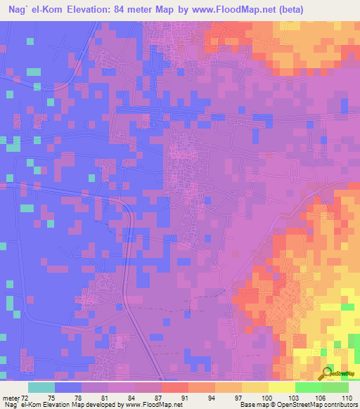 Nag` el-Kom,Egypt Elevation Map