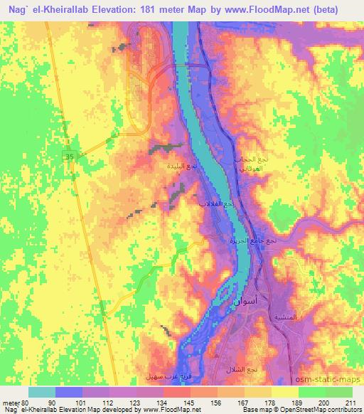 Nag` el-Kheirallab,Egypt Elevation Map