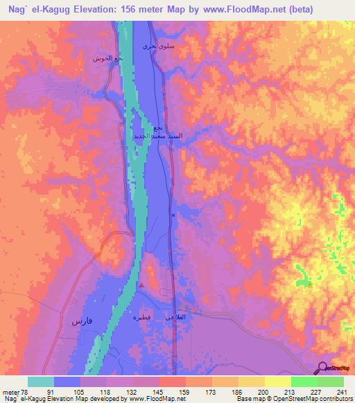 Nag` el-Kagug,Egypt Elevation Map