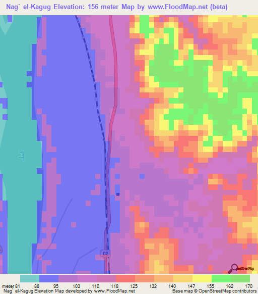 Nag` el-Kagug,Egypt Elevation Map