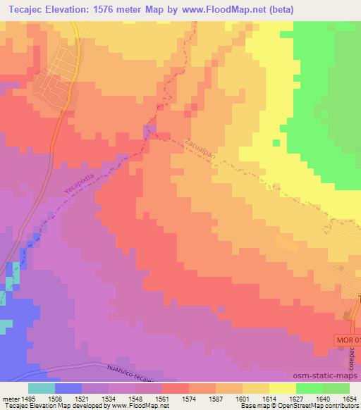 Tecajec,Mexico Elevation Map