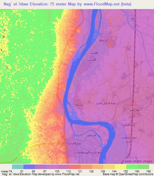 Nag` el-`Idwa,Egypt Elevation Map