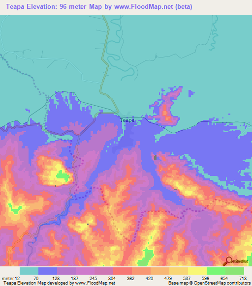 Teapa,Mexico Elevation Map