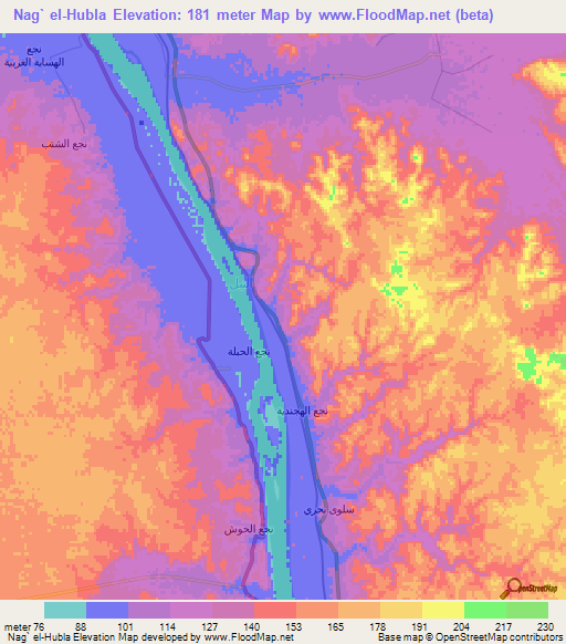 Nag` el-Hubla,Egypt Elevation Map