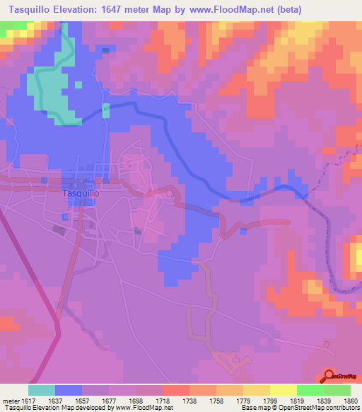 Tasquillo,Mexico Elevation Map