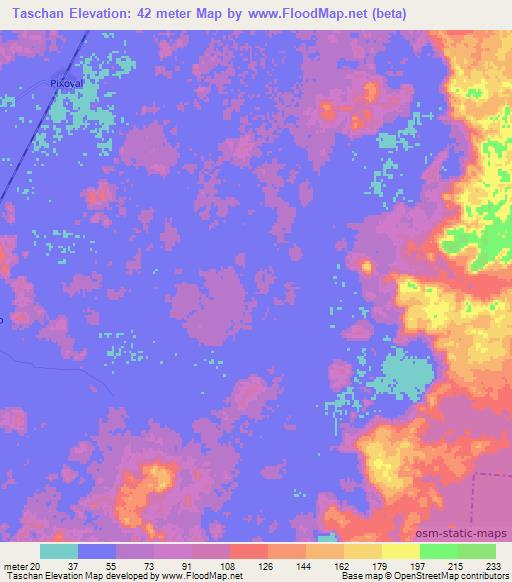 Taschan,Mexico Elevation Map