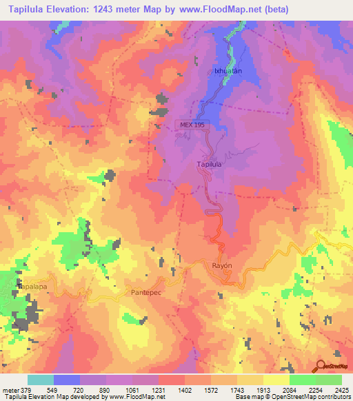 Tapilula,Mexico Elevation Map