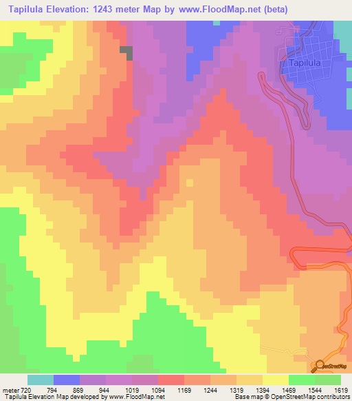 Tapilula,Mexico Elevation Map