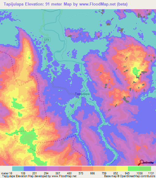 Tapijulapa,Mexico Elevation Map