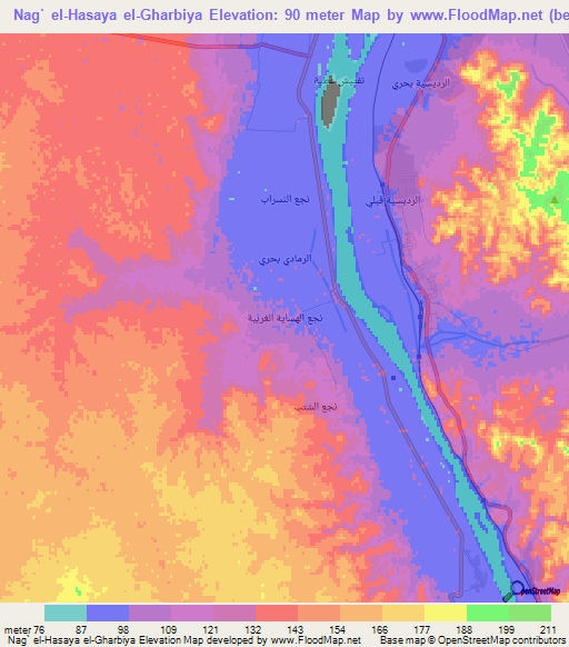 Nag` el-Hasaya el-Gharbiya,Egypt Elevation Map