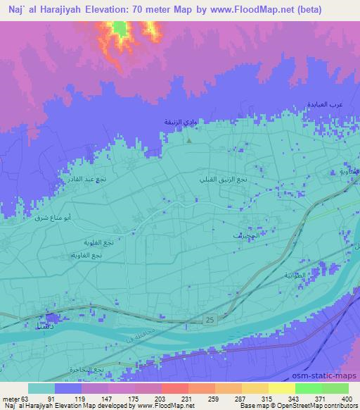 Naj` al Harajiyah,Egypt Elevation Map