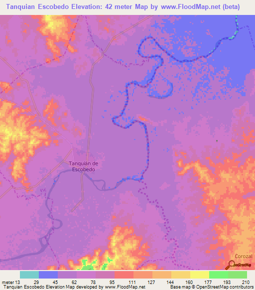 Tanquian Escobedo,Mexico Elevation Map