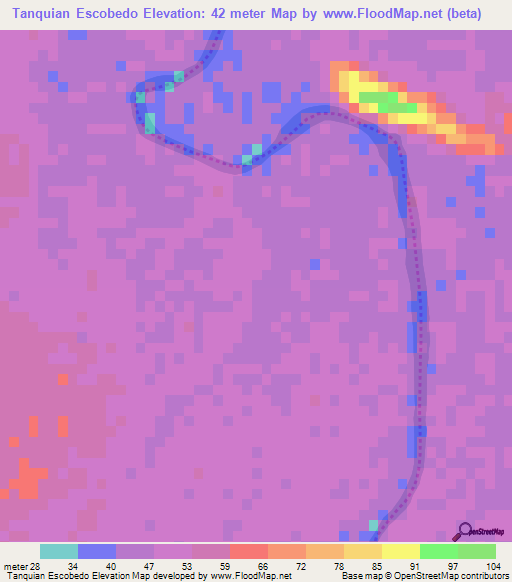 Tanquian Escobedo,Mexico Elevation Map