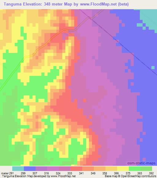 Tanguma,Mexico Elevation Map