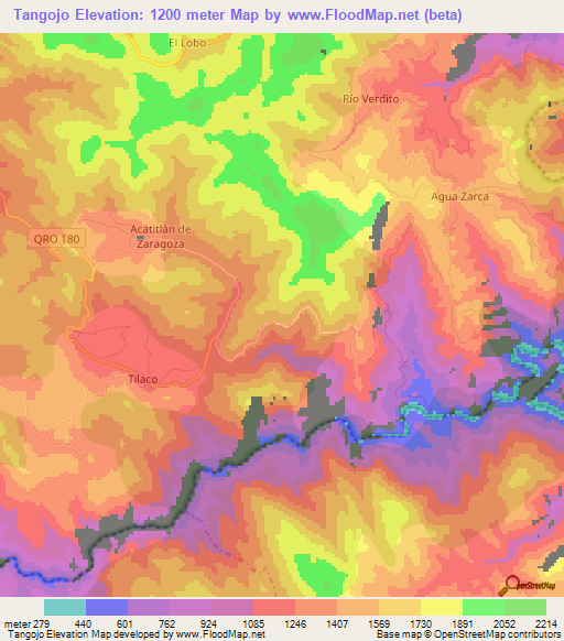 Tangojo,Mexico Elevation Map