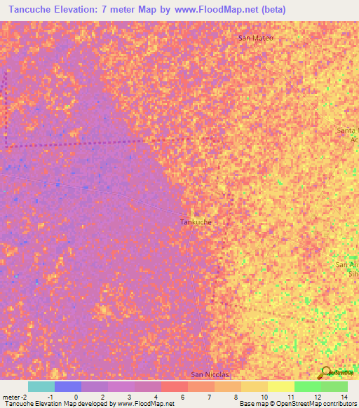 Tancuche,Mexico Elevation Map