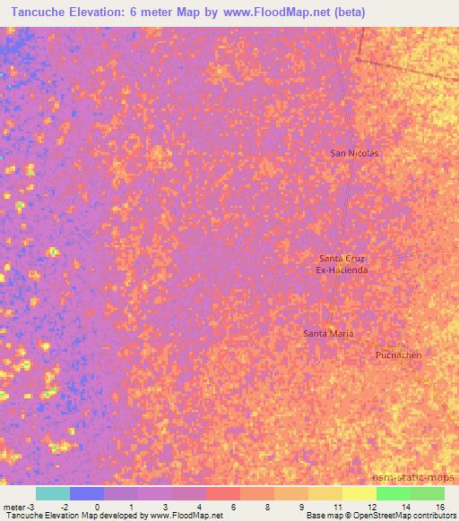 Tancuche,Mexico Elevation Map