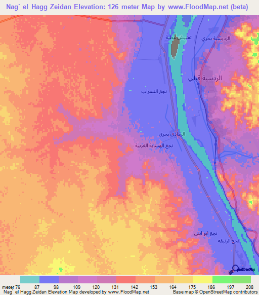 Nag` el Hagg Zeidan,Egypt Elevation Map