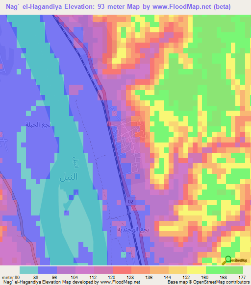 Nag` el-Hagandiya,Egypt Elevation Map