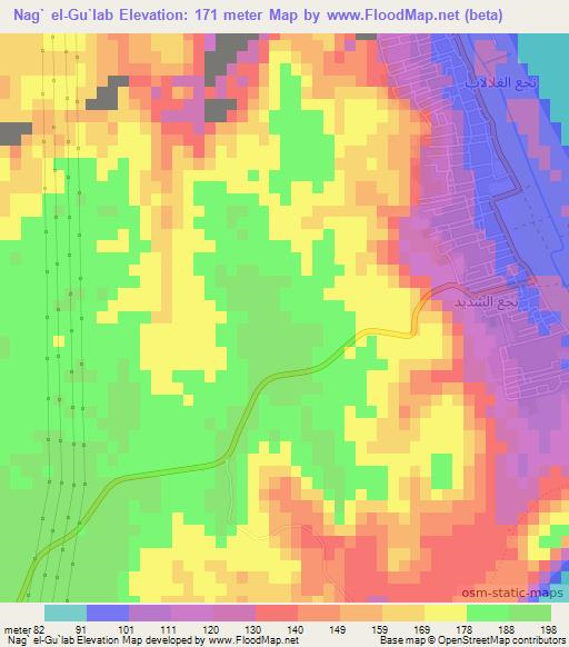 Nag` el-Gu`lab,Egypt Elevation Map