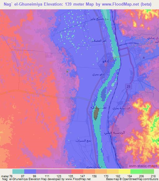 Nag` el-Ghuneimiya,Egypt Elevation Map