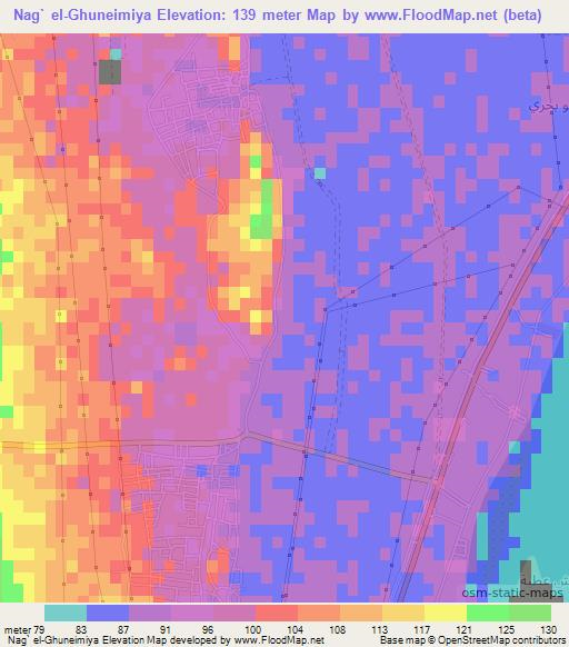 Nag` el-Ghuneimiya,Egypt Elevation Map