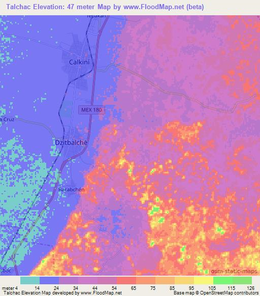 Talchac,Mexico Elevation Map