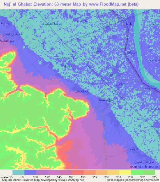 Naj` al Ghabat,Egypt Elevation Map