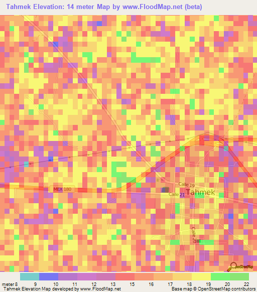 Tahmek,Mexico Elevation Map