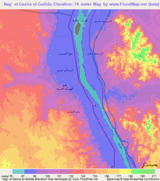 Nag` el-Gezira el-Gedida,Egypt Elevation Map