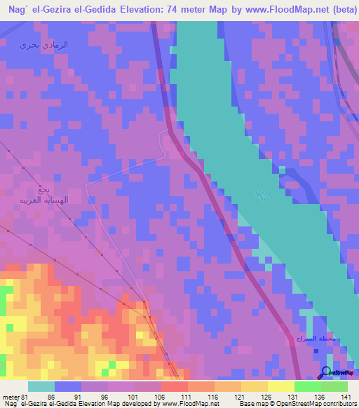 Nag` el-Gezira el-Gedida,Egypt Elevation Map