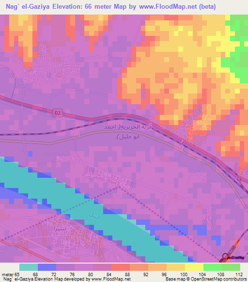 Nag` el-Gaziya,Egypt Elevation Map