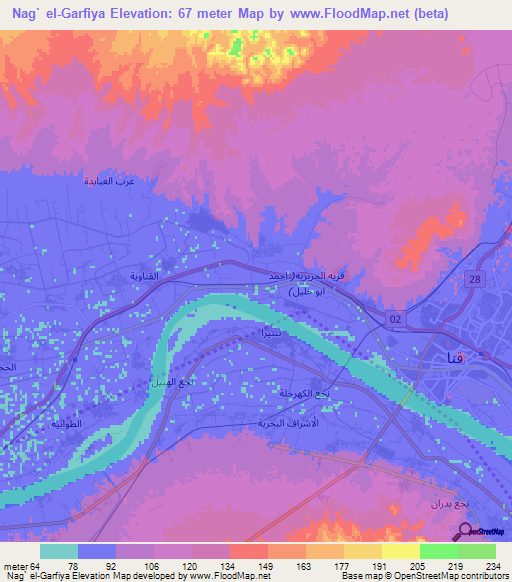 Nag` el-Garfiya,Egypt Elevation Map