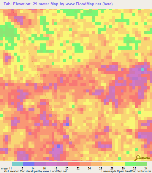 Tabi,Mexico Elevation Map