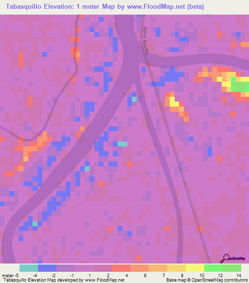 Tabasquillo,Mexico Elevation Map