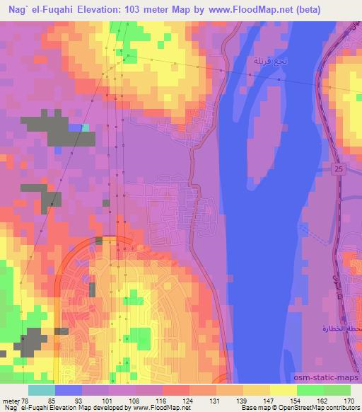 Nag` el-Fuqahi,Egypt Elevation Map