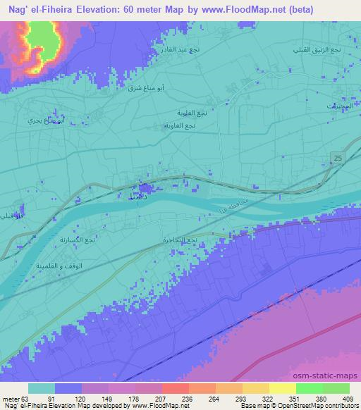 Nag' el-Fiheira,Egypt Elevation Map