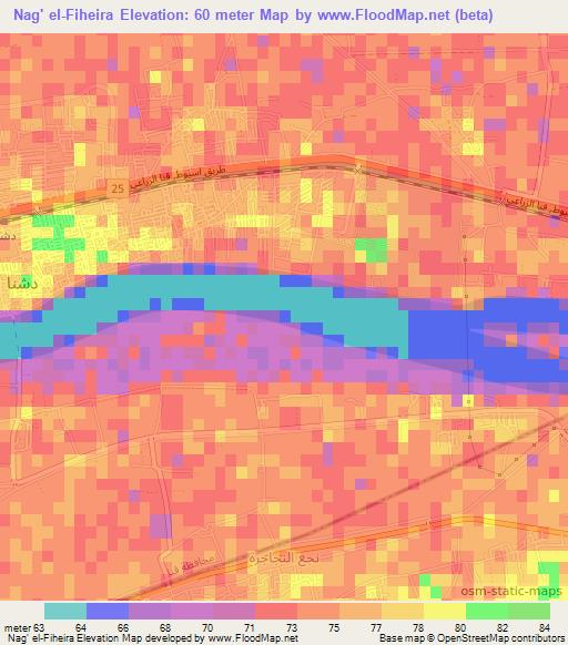 Nag' el-Fiheira,Egypt Elevation Map