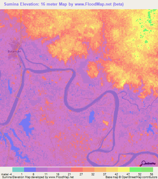 Sumina,Mexico Elevation Map