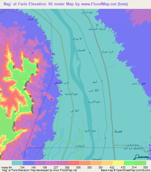 Nag` el Faris,Egypt Elevation Map