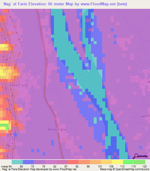 Nag` el Faris,Egypt Elevation Map