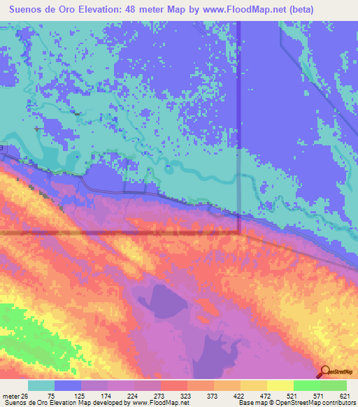 Suenos de Oro,Mexico Elevation Map