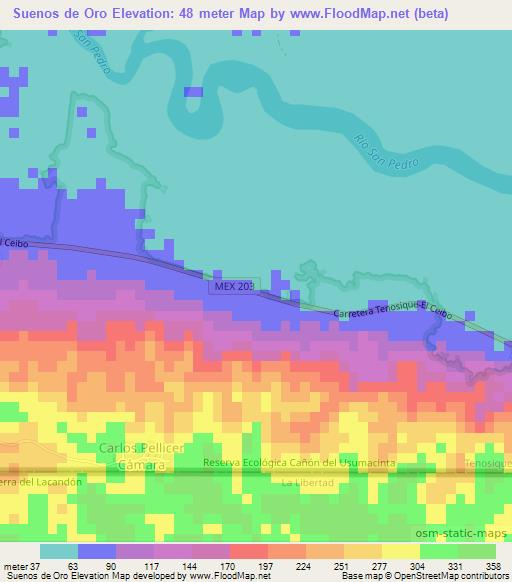 Suenos de Oro,Mexico Elevation Map