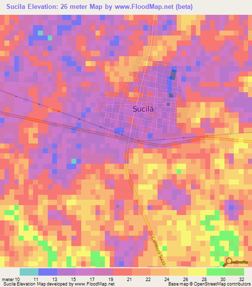 Sucila,Mexico Elevation Map