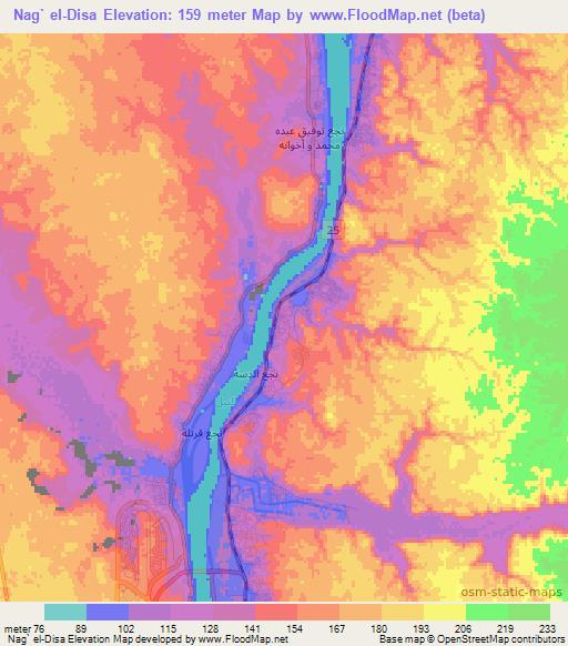 Nag` el-Disa,Egypt Elevation Map