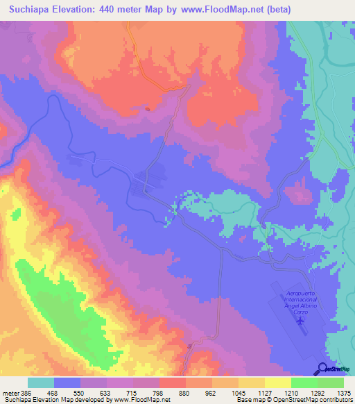 Suchiapa,Mexico Elevation Map