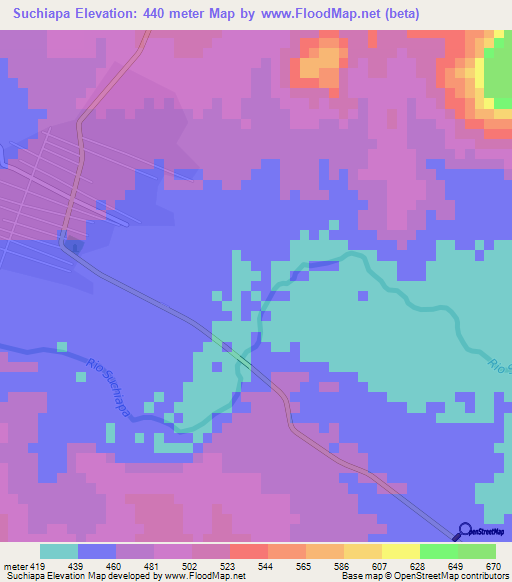 Suchiapa,Mexico Elevation Map