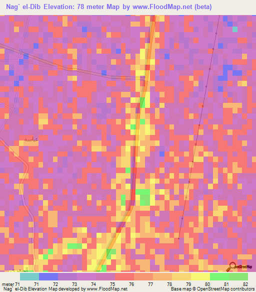 Nag` el-Dib,Egypt Elevation Map